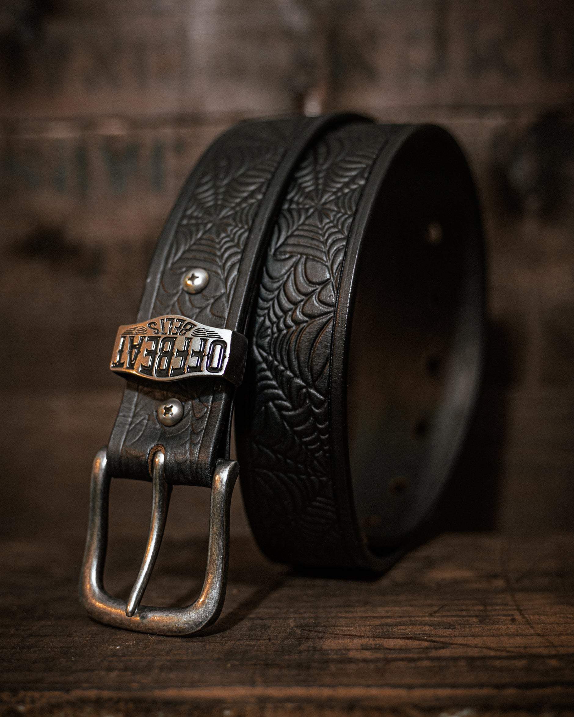 Spiderweb Belt | Full-Grain Leather | Embossed Design – Offbeat Belts