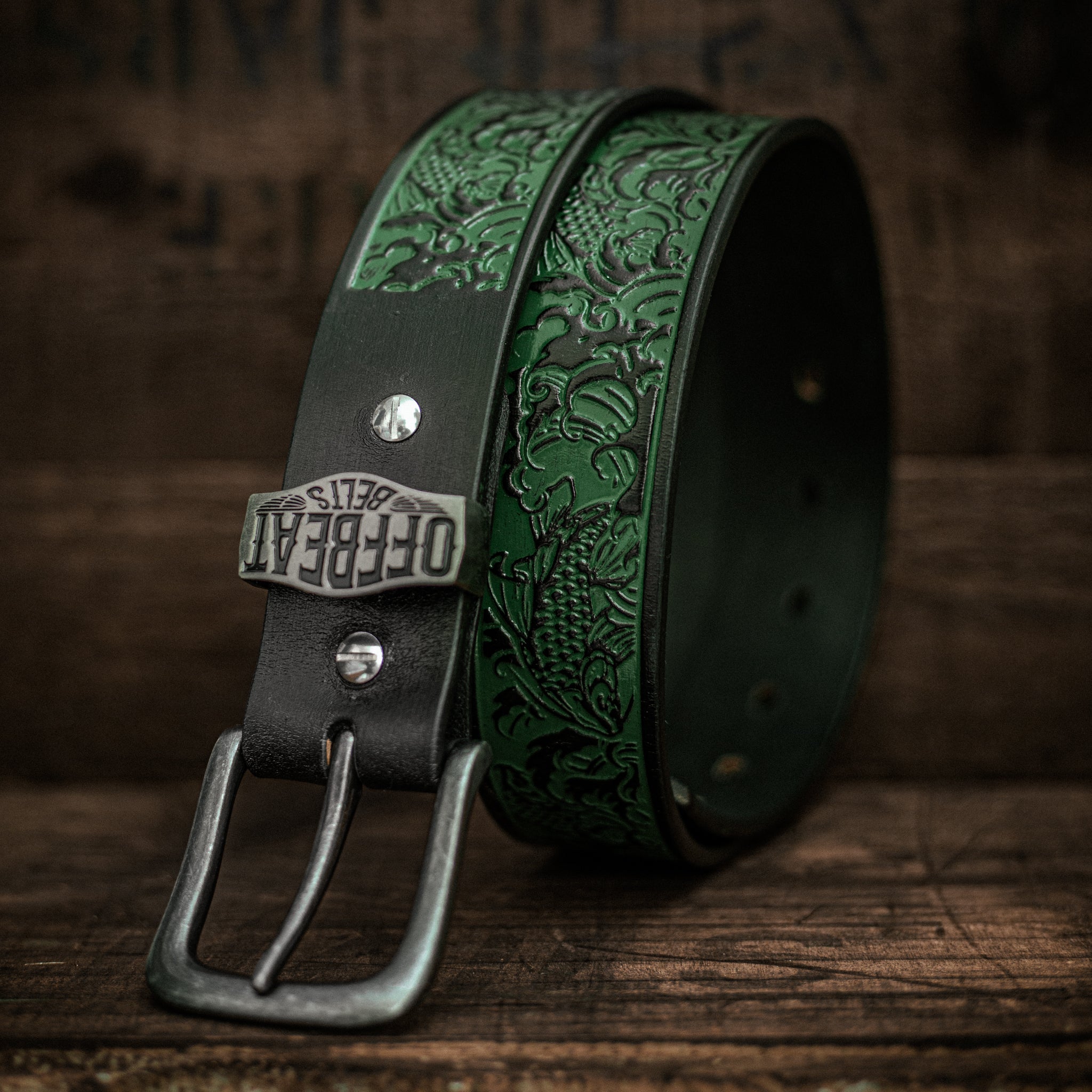 Ukiyo Belt | Full-Grain Leather | Embossed Design – Offbeat Belts