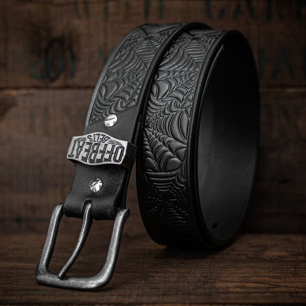 Spiderweb Belt | Full-Grain Leather | Embossed Design – Offbeat Belts